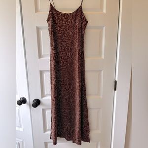 Mango Brown Polka Dot Midi Dress